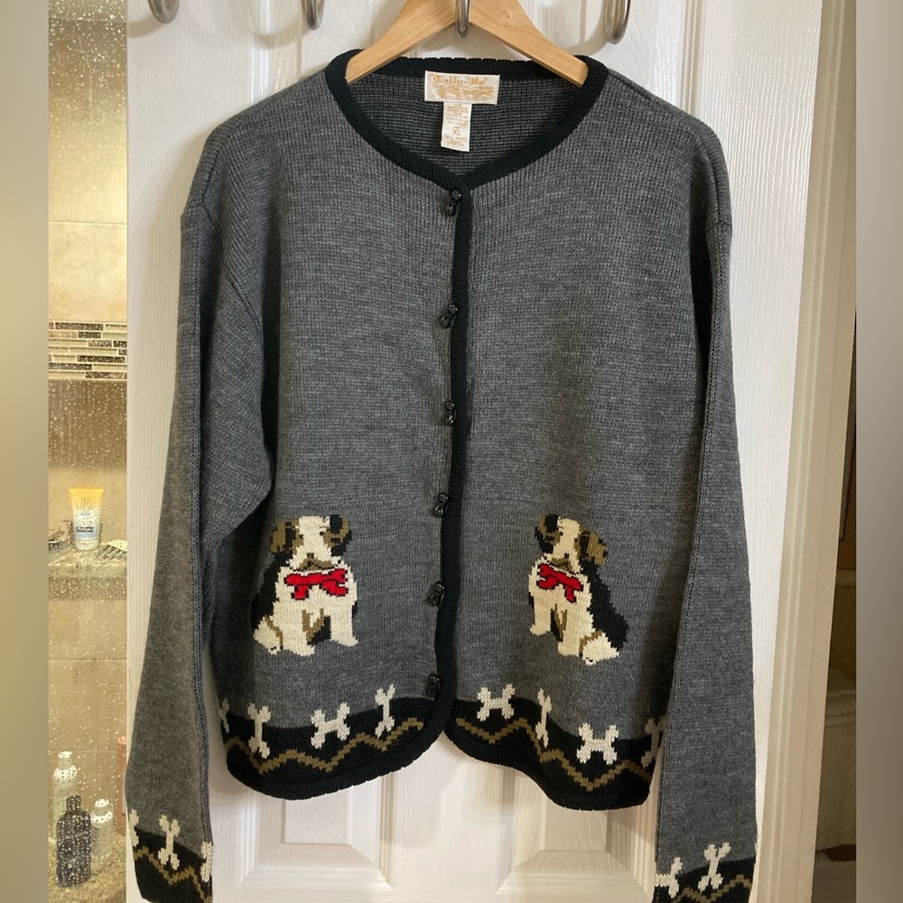 Sweater Dog Tally Ho SZ XL New Cute Bone shaped buttons!